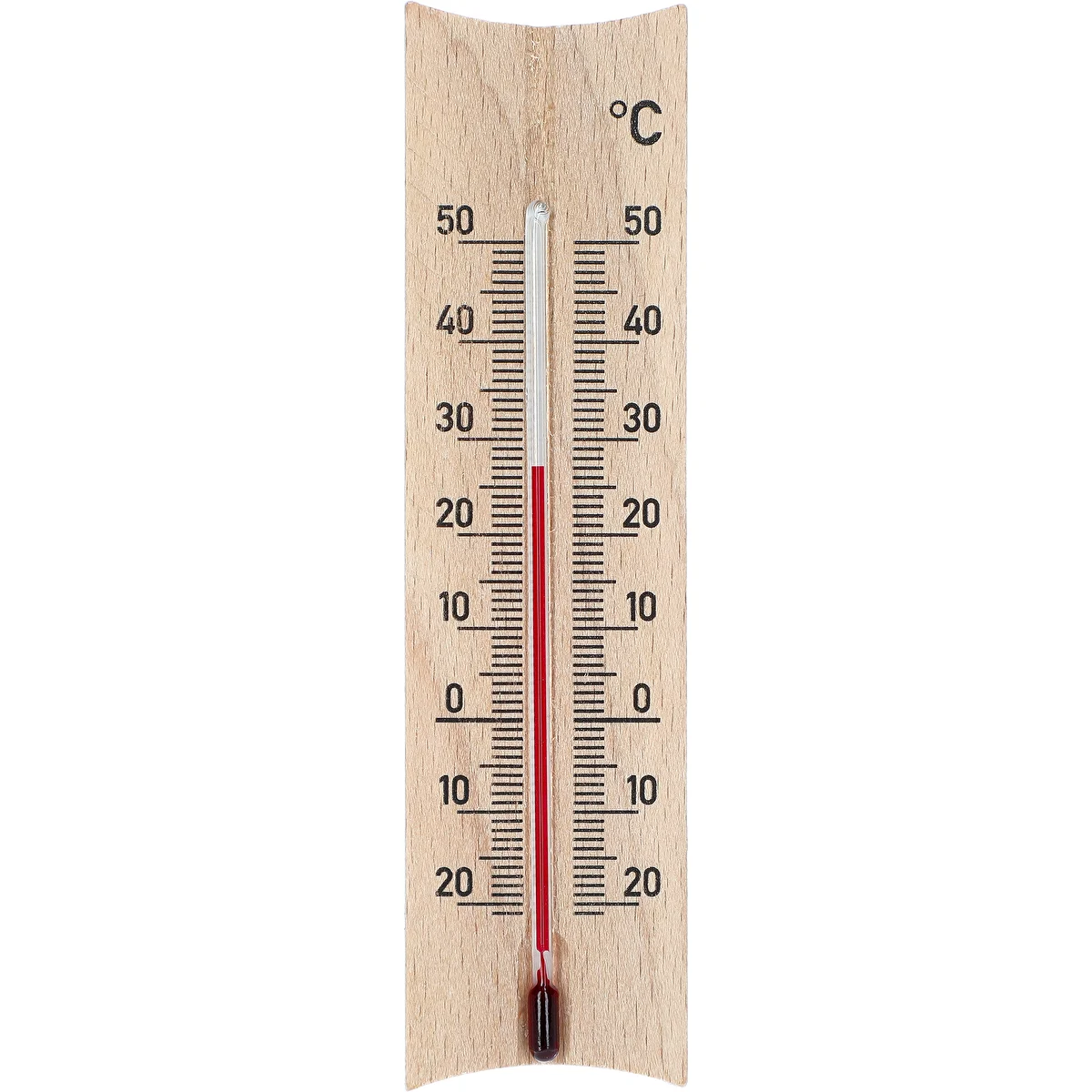 Puidust toatermomeeter (-20 kuni +50 °C), helepruun, 15 cm