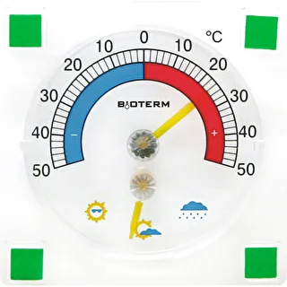 Universaalne termomeeter hügromeetriga, läbipaistev, isekleepuv (-50 °C kuni +50 °C)