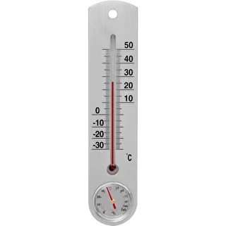 Universaalne hõbedane termomeeter hügromeetriga (-30°C kuni +50°C) 25 cm
