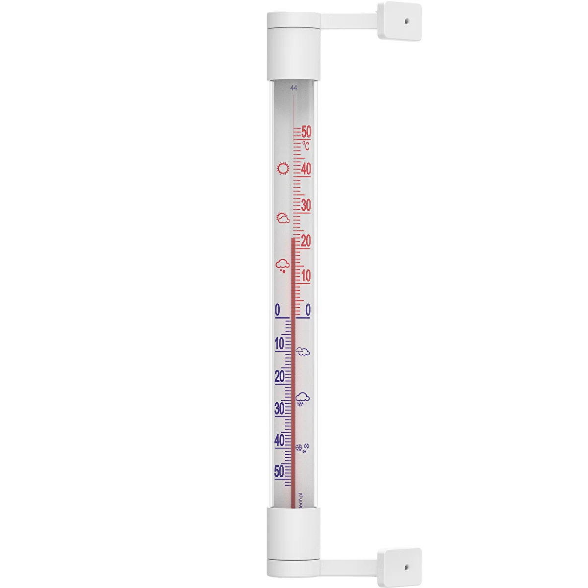 Valge välistermomeeter (-50 °C kuni +50 °C) 22 cm