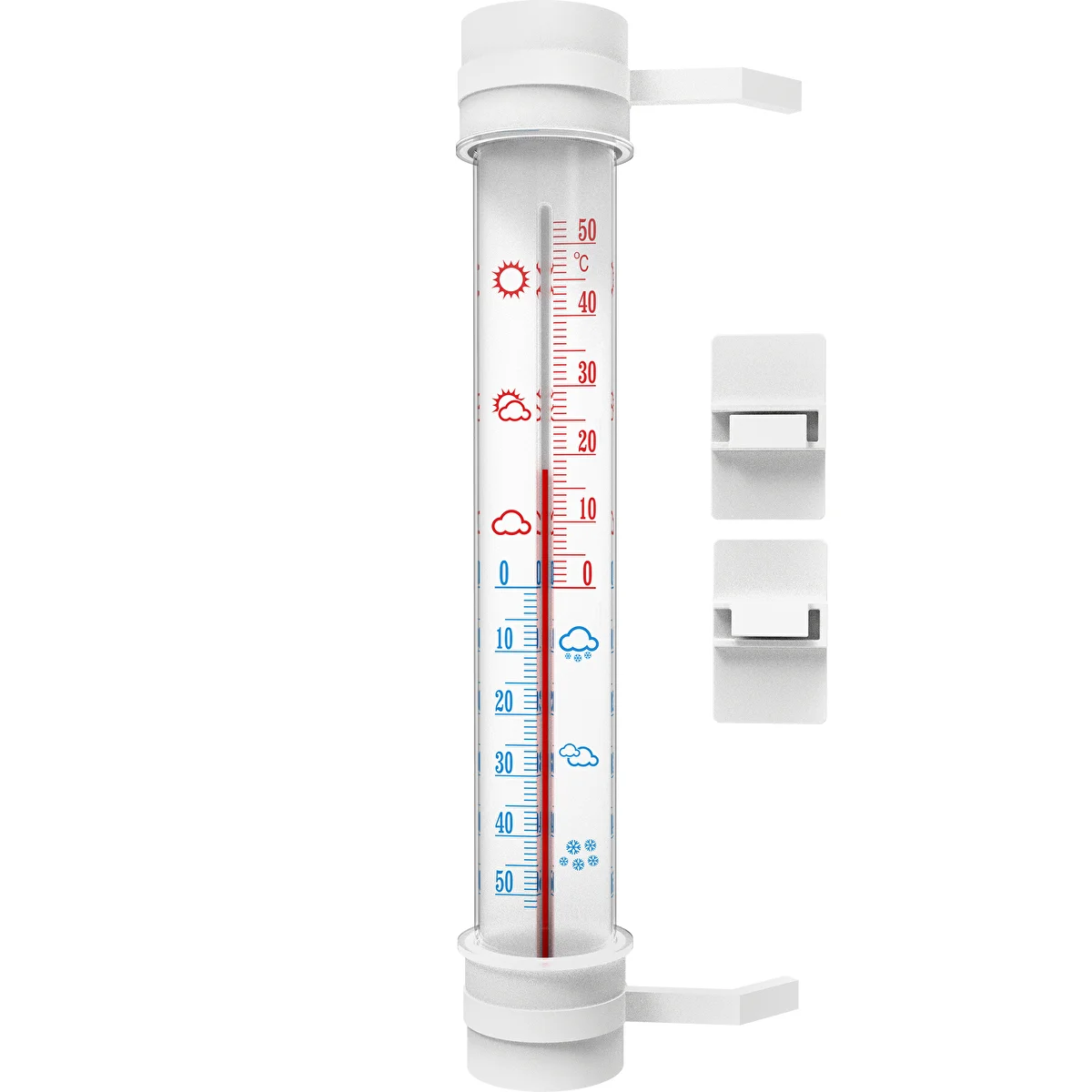Valge välistermomeeter (-50 °C kuni +50 °C) 27 cm