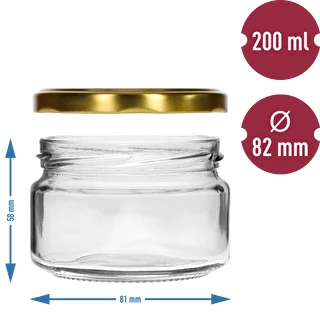 Madal 200 ml purk - kuldse kaanega fi 82/6, 6 tk. – photo 5