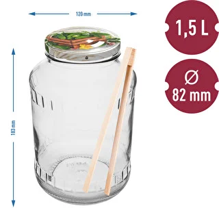 Purk 1,5 l, fi 82/6 värvilise keeratava kaanega + tangid – photo 2