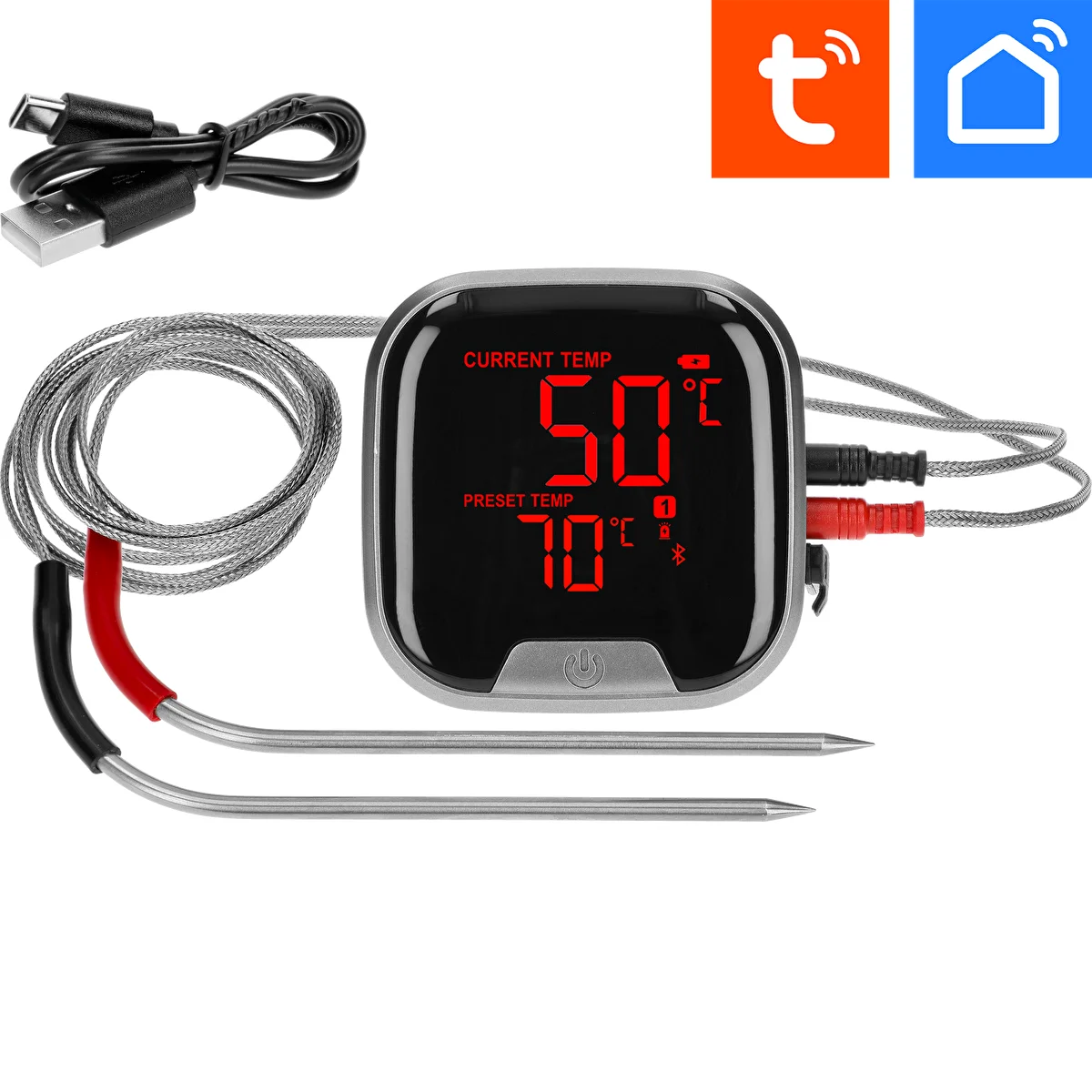 Bluetoothiga köögitermomeeter, 2 sondiga