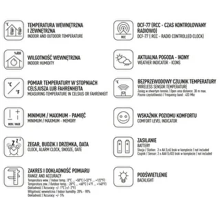RCC, DCF ilmajaam – elektrooniline, juhtmevaba, taustvalgustusega andur, valge – photo 8