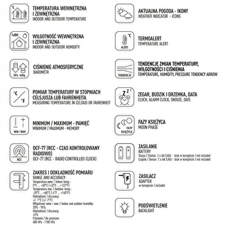 RCC, DCF ilmajaam – elektrooniline, taustvalgustusega, juhtmevaba, anduriga, must – photo 11