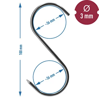 Suitsutuskonksud – S‑kujulised, teritatud, 3 mm x 100 mm, 5 tk – photo 6