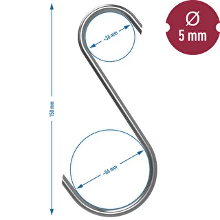 S-kujulised suitsutuskonksud – 45° lõige, 5 mm x 150 mm, 5 tk – photo 7
