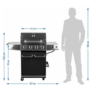 Gaasgrill dragON BBQ101, 11,7 kW, must-hõbedane – photo 10