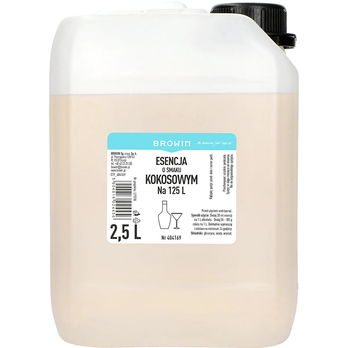 Kookosemaitseline essents, 2,5L, 125L valmistrunki jaoks
