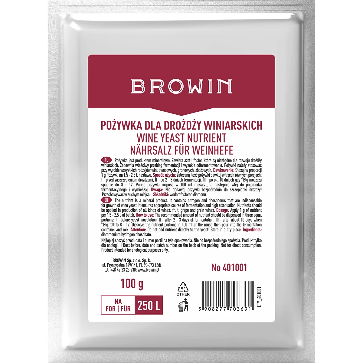 Veinipärmi toiteaine, 100 g