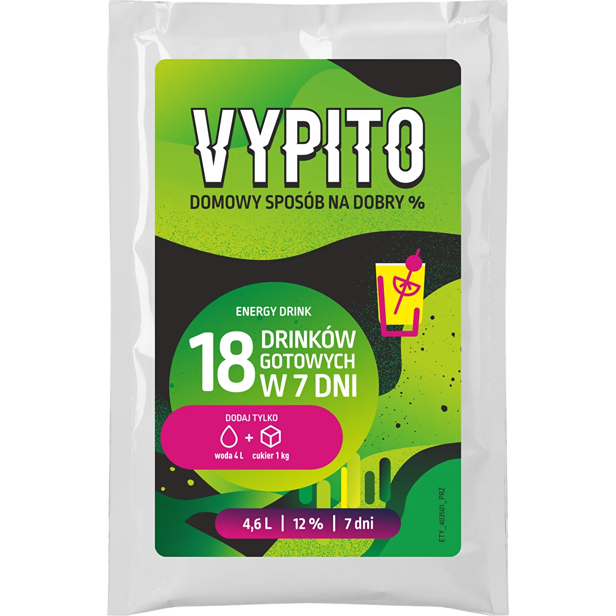 VYPITO 12%, kotike 18 kokteili jaoks - Energiajook, 126 g