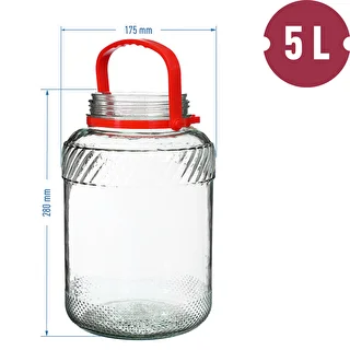 5 L klaaspurk plastikust kaanega – photo 6