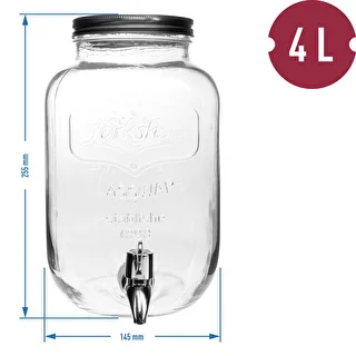 Limonaadipurk, kraaniga - klaasist, 4 l – photo 5