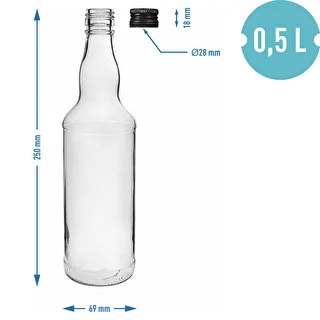 500 ml viinapudel, musta kruvikorgiga, 6 tk. – photo 5