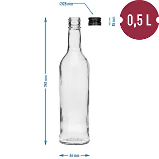 Pudel 500 ml, saleda kujuga, musta kruvikorgiga, viina jaoks, 6 tk. – photo 7