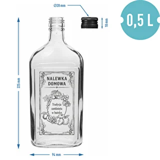 Plasku-tüüpi 500 ml klaaspudel keeratava korgiga, trükiga „Kodune liköör”, 1 tk. – photo 4