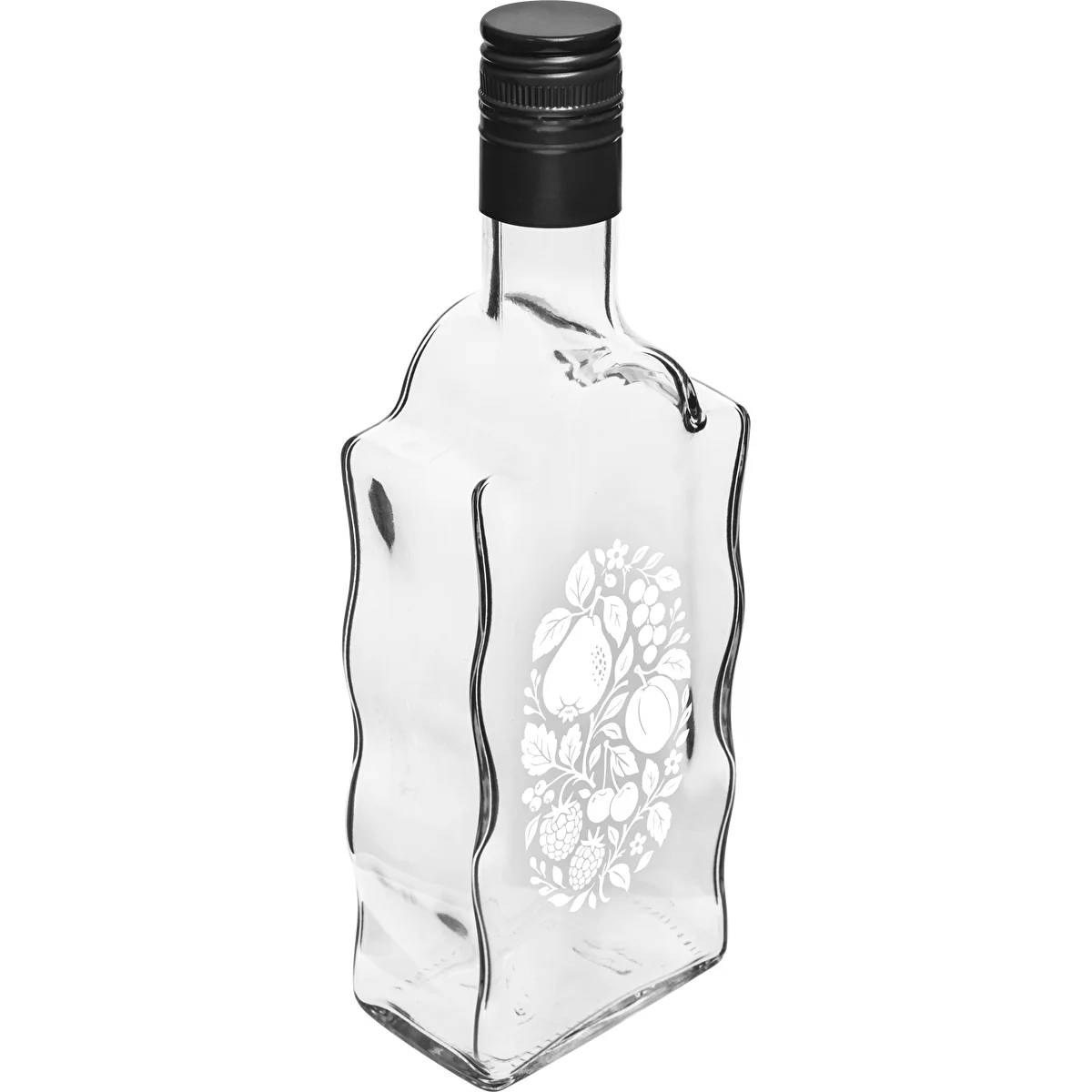 Klasztorna pudel 500 ml keeratava korgiga ja trükiga „Puuviljad”, muster 1
