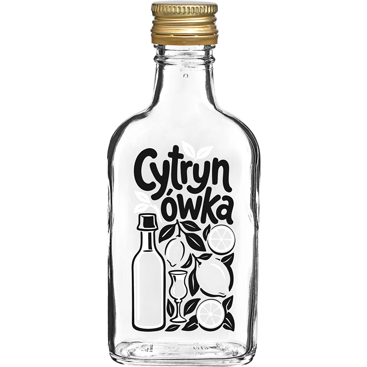 Ploskapudel 200 ml keeratava korgiga ja trükiga „Cytrynówka”, kujundus 1