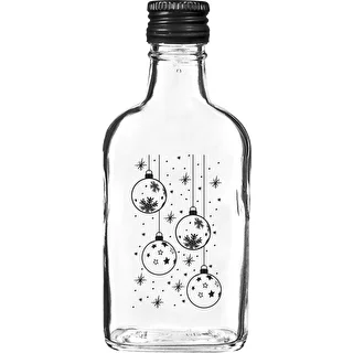 Piersiówka-tüüpi pudel 200 ml keeratava korgiga, trükiga „Jõulukuulid”, 1 tk