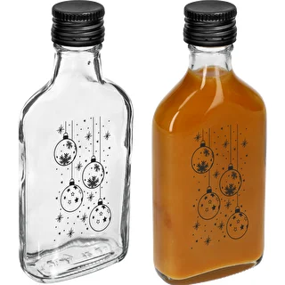 Piersiówka-tüüpi pudel 200 ml keeratava korgiga, trükiga „Jõulukuulid”, 1 tk – photo 3