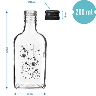 Piersiówka-tüüpi pudel 200 ml keeratava korgiga, trükiga „Jõulukuulid”, 1 tk – photo 5
