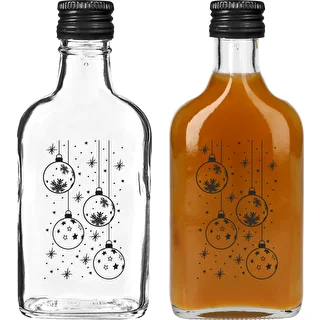 Piersiówka-tüüpi pudel 200 ml keeratava korgiga, trükiga „Jõulukuulid”, 1 tk – photo 2