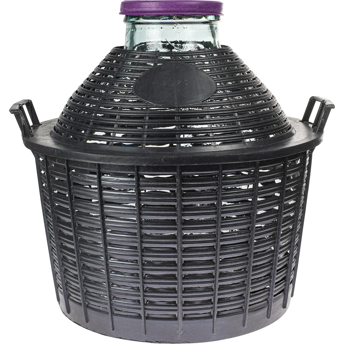 Veinidemižon 25 L, laiakaelaline, plastist korvis