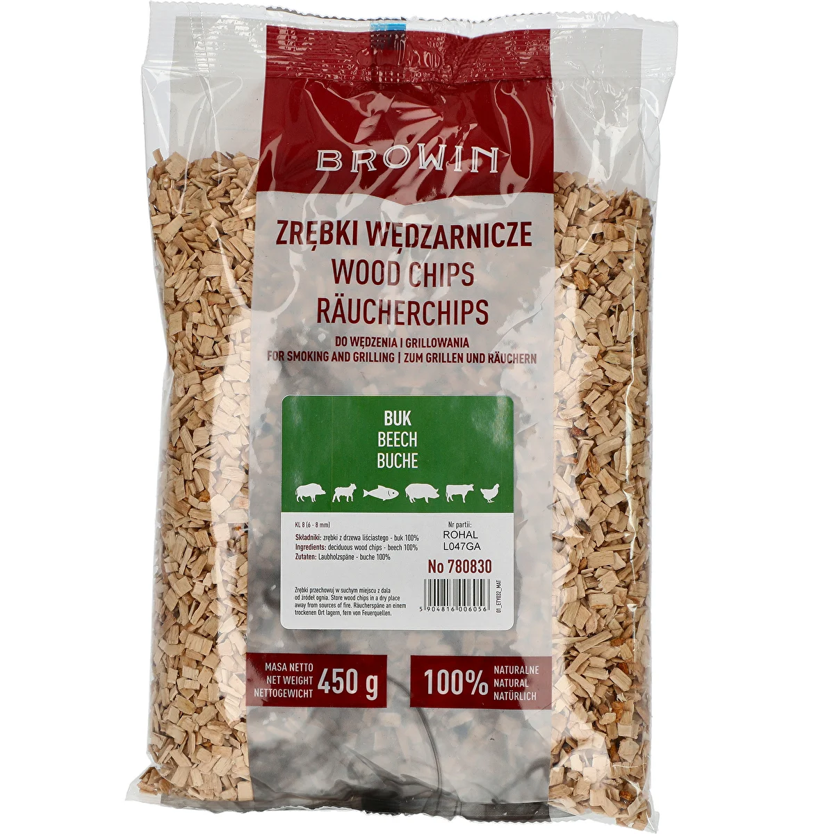 Suitsutus-/grillilaastud, pöök, 450 g, kl. 8