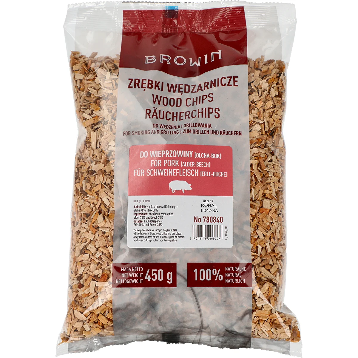 Suitsu- ja grillilaastud 70% lepp + 30% pöök, 450 g, kl. 8