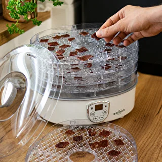 Seente, puuviljade, köögiviljade ja ürtide kuivati reguleeritava temperatuuriga, 240 W, läbipaistev – photo 17