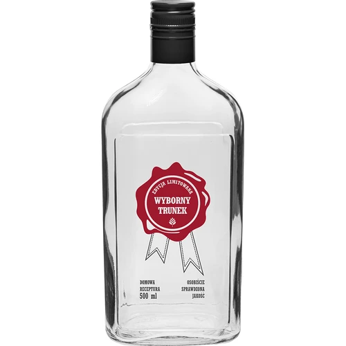 500 ml pudel keeratava korgiga, trükiga „Wyborny Trunek”, 1 tk