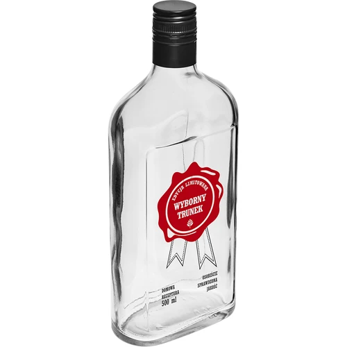 500 ml pudel keeratava korgiga, trükiga „Wyborny Trunek”, 1 tk - 2