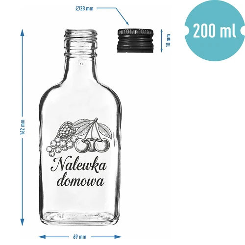 Plaskupudel 200 ml kruvikorgiga, trükis „Nalewka domowa”, 1 tk. - 4