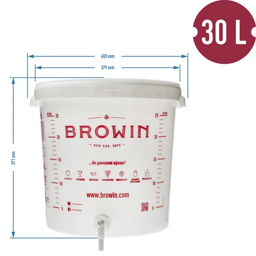 30 L kääritusnõu kaane, kraani ja käärlukuga UA - 14