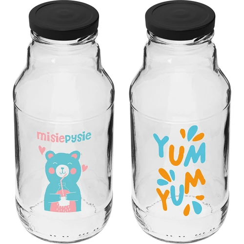 330 ml twist-off pudel fi43 keeratava korgi ja värvilise trükiga - 6 tk - 3