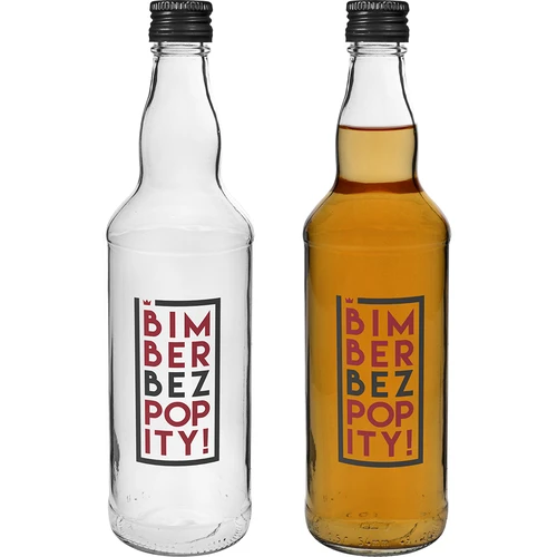 500 ml pudel keerkorgiga ja kahevärvilise trükiga Bimber Bez Popity - 4 tk - 6