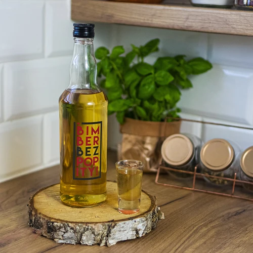 500 ml pudel keerkorgiga ja kahevärvilise trükiga Bimber Bez Popity - 4 tk - 9