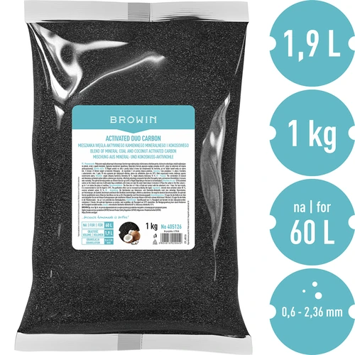 Activated Duo Carbon – kivisöe (mineraalne) ja kookospähkli aktiivsöe segu, 1 kg, kuni 60 L - 3