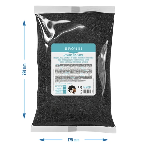 Activated Duo Carbon – kivisöe (mineraalne) ja kookospähkli aktiivsöe segu, 1 kg, kuni 60 L - 7