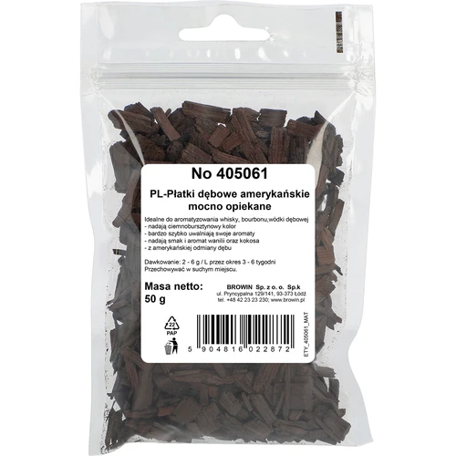 Ameerika tamme laastud, tugevalt röstitud, 50 g - 2
