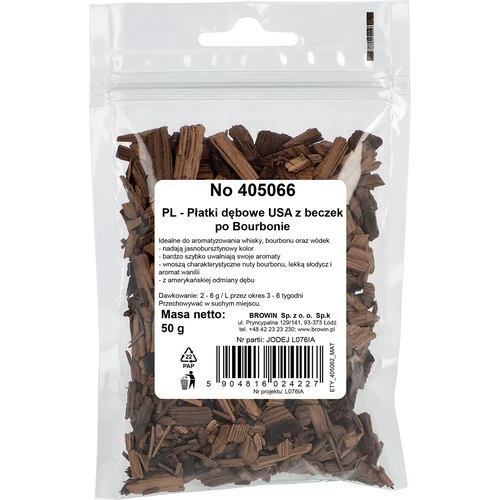 Ameerika tammelaastud, tugevalt röstitud, bourbonivaatidest, 50 g - 2