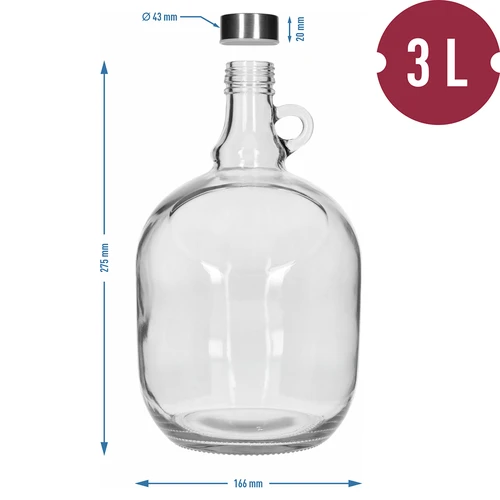 Dama damadžaan 3 l, metallist keeratava korgiga fi 43 mm ja käepidemega - 5