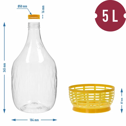 Damadžaan Dama 5 L PET, keeratava korgiga ja korviga - 6