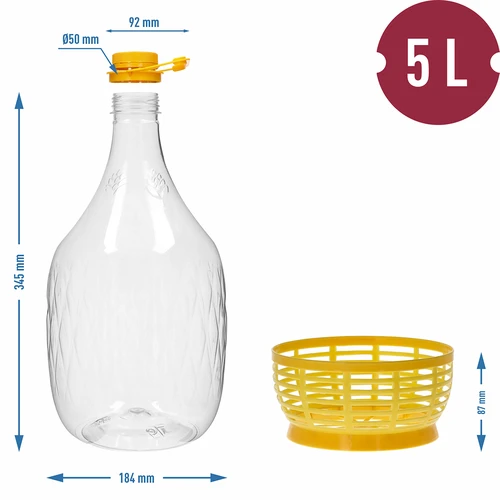 Damadžaan Dama 5 L PET, keeratava korgiga, käepidemega ja korviga - 6