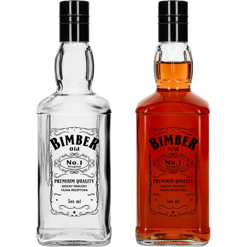 Daniels 500 ml pudel keeratava korgiga, trükiga „Bimber OLD”, 1 tk