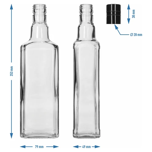 Dekoratiivpudel TYNKTURA 0,5 L, pika musta keeratava korgiga fi 28 mm, 1 tk. - 5