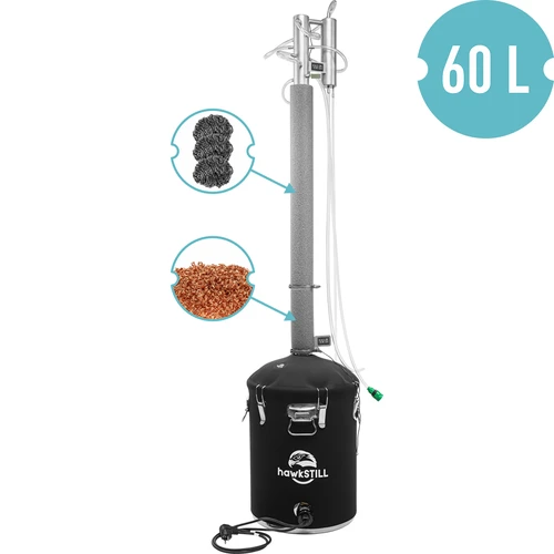 Destillaator HawkStill 'Külmad sõrmed' 60 L - klaaskuulipritsitud kolonn Ø 60,3 mm ja paagi soojustus - 2