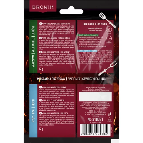 Duo Grill Klassikaline kalale ja köögiviljadele - 2-ühes maitseainesegu, 2 x 12 g - 2