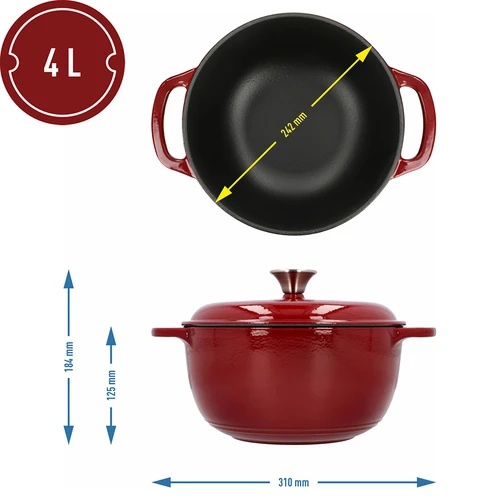 Emailitud malmpott - bordoovärvi, 4 L - 4